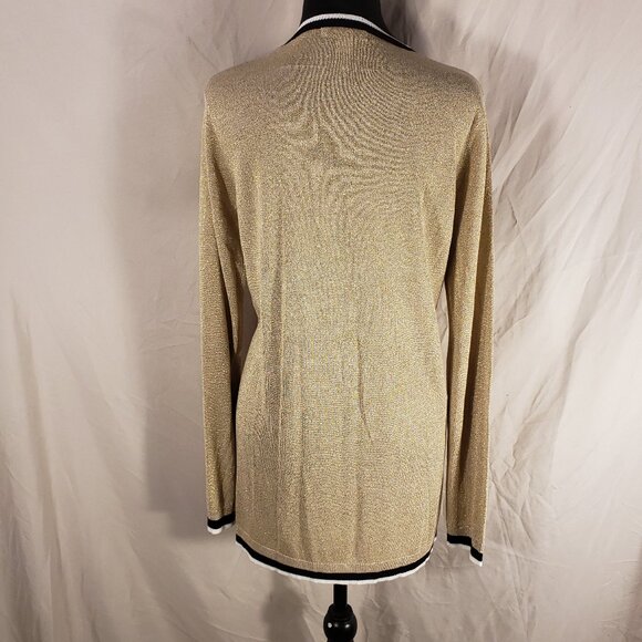 Boston Proper Gold Metallic Cardigan, Size XL - Picture 4 of 6